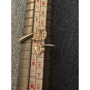 Vintage 925 Sterling Silver Avon D Initial & Heart Adjustable Ring Size 8 #364